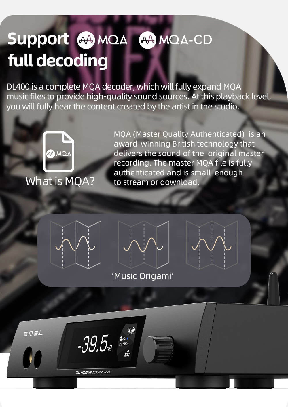 SMSL DL400 DAC/AMP ตั้งโต๊ะ ชิป ESS ES9039MSPRO รองรับ MQA, LDAC, Dual Hi-Res ประกันศูนย์ไทย