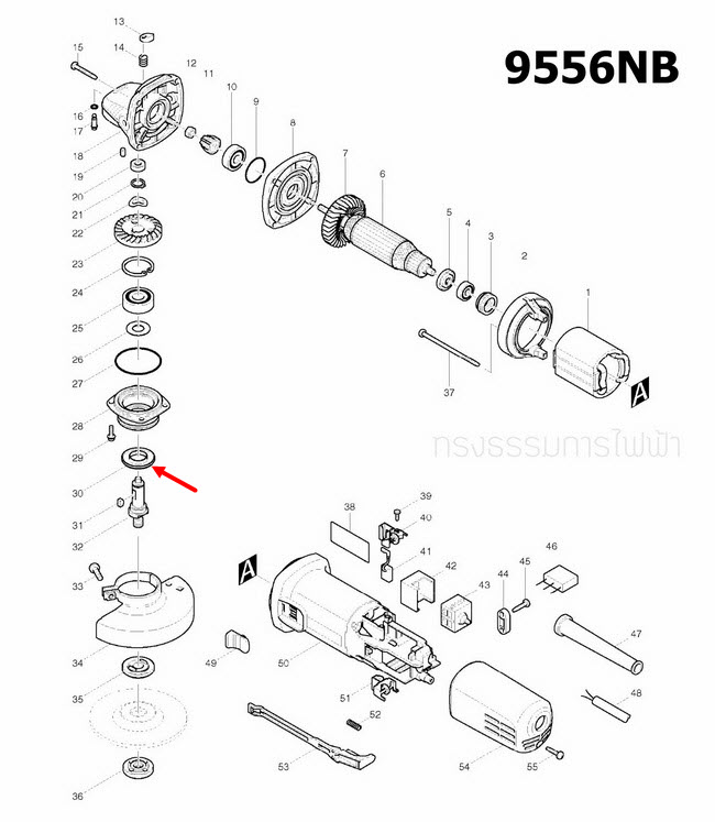 LABYRINTH RING หินเจียรไฟฟ้า Makita-มากีต้า GA4030, GA4031 [#30], GA6020, GA5010, GA5020 [#48], 9556, NB, HN, HP, 9553NB [#30] Pn.345464-4 (แท้)