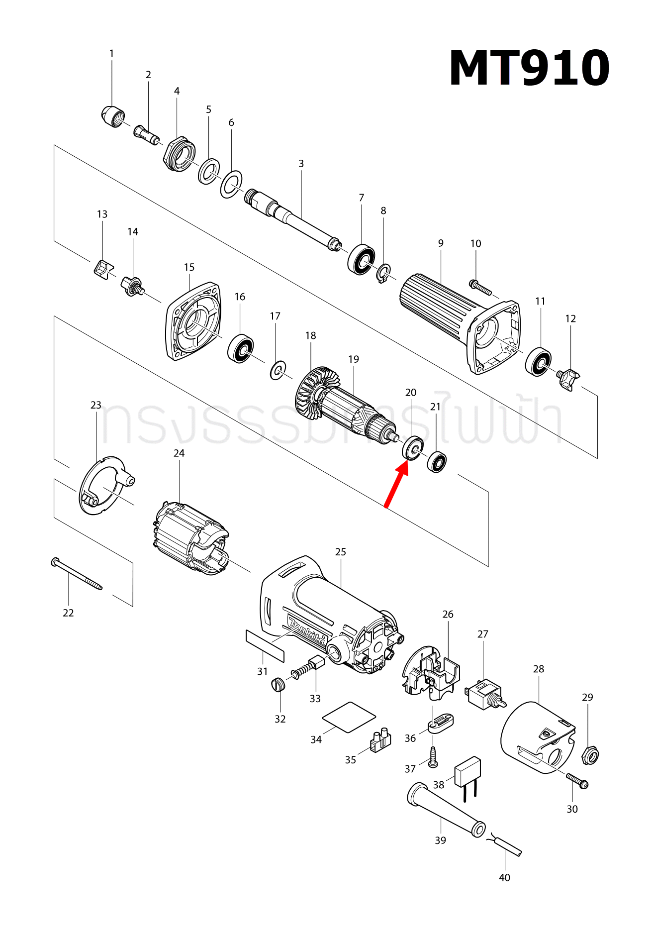 INSULATION WASHER สว่านโรตารี่ Maktec มาคเทค, Makita มากีต้า MT870, MT871, M8701, M8701B, JR140D, JR180D, BJR240, KP0800, HR2230 Pn.681652-2 (แท้) ##