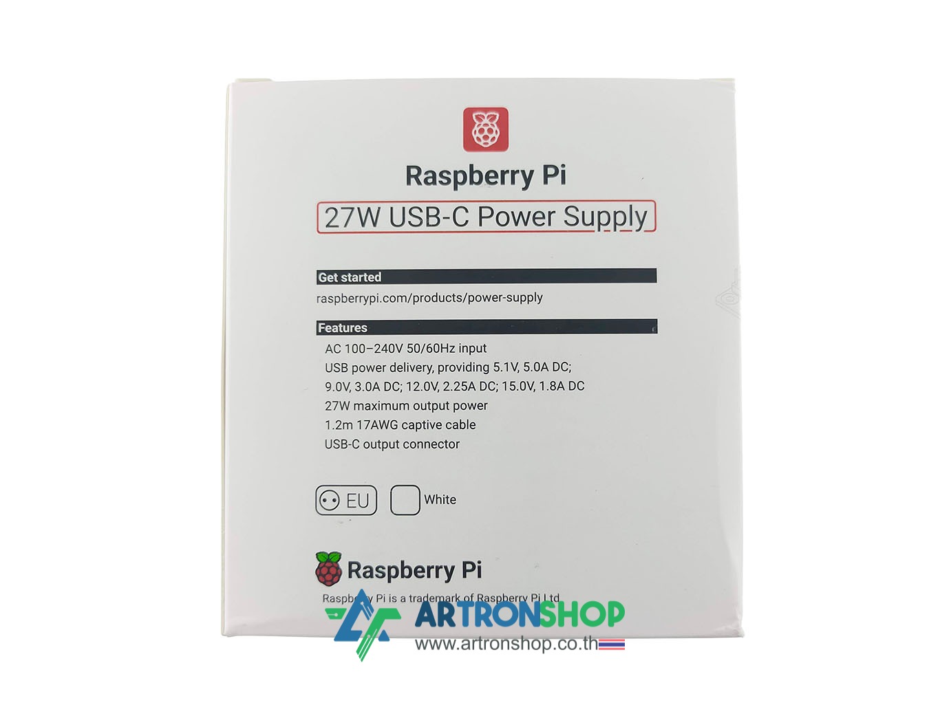 อะแดปเตอร์ Raspberry Pi 5 (Official) 27W 5V/5A PD USB-C Power Supply