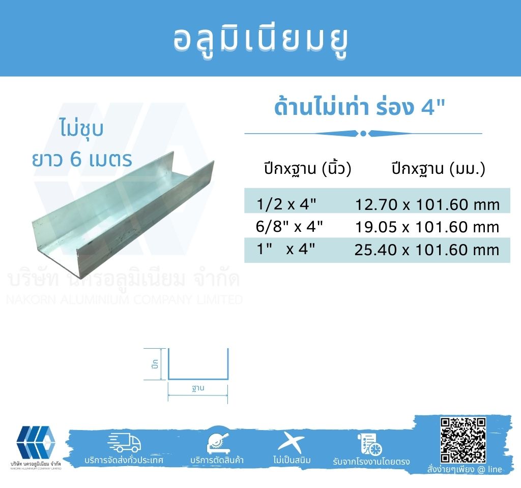 Al ยูด้านไม่เท่า ฐานวัดนอก 4" (101.60 มม.)