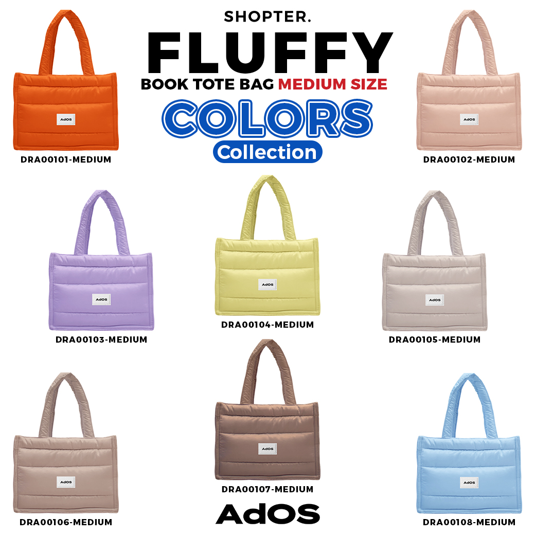 กระเป๋า Fluffy Book Tote Bags Medium Size Colors Collection รุ่น Zipper รหัส DRA00092-DRA00108 #AdOS