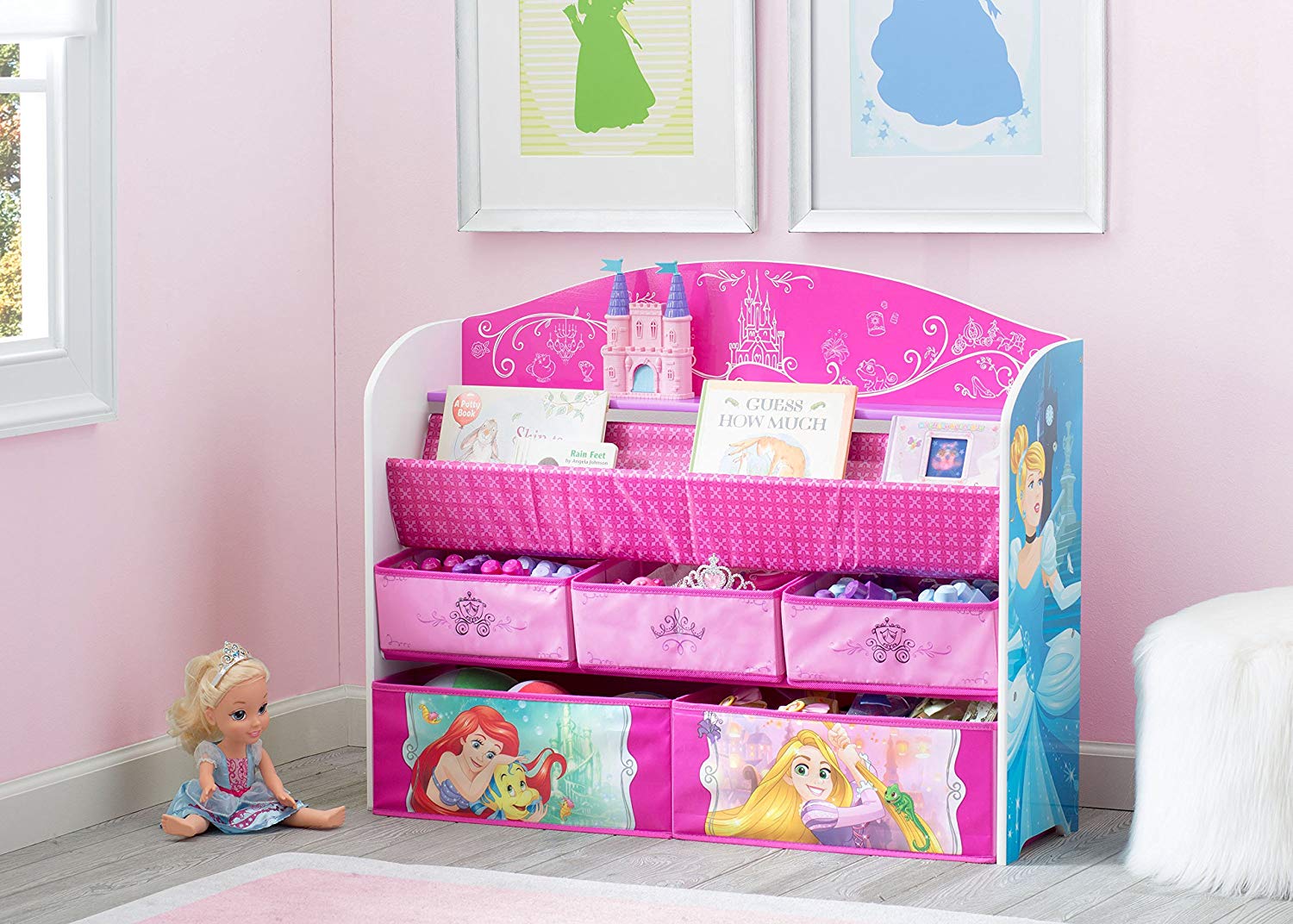 Delta Children Disney Princess Deluxe Book & Toy Organizer (แบบใหม่ล่าสุด) ชั้นเก็บของ ชั้นวางหนังสือ ไซส์ใหญ่