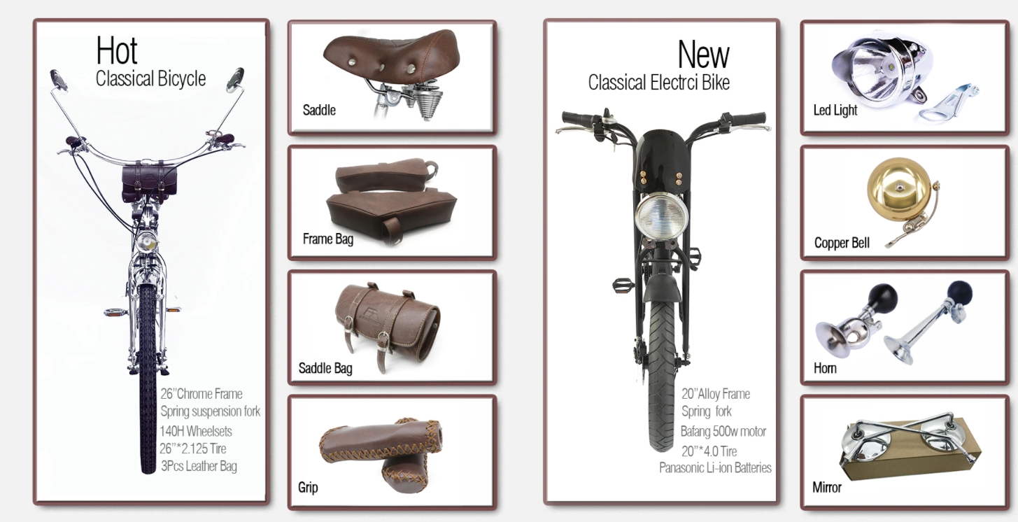 จักรยานครุยเซอร์ AOK BIKE Cruiser Beach bike เฟรมเหล็กชุบโครเมี่ยม ตะเกียบคู่ เกียร์ชิมาโน่ 7 สปีด ล้อขนาด 24 26 นิ้ว มาพร้อมกระเป๋า 3 ใบสไตล์วินเทจ