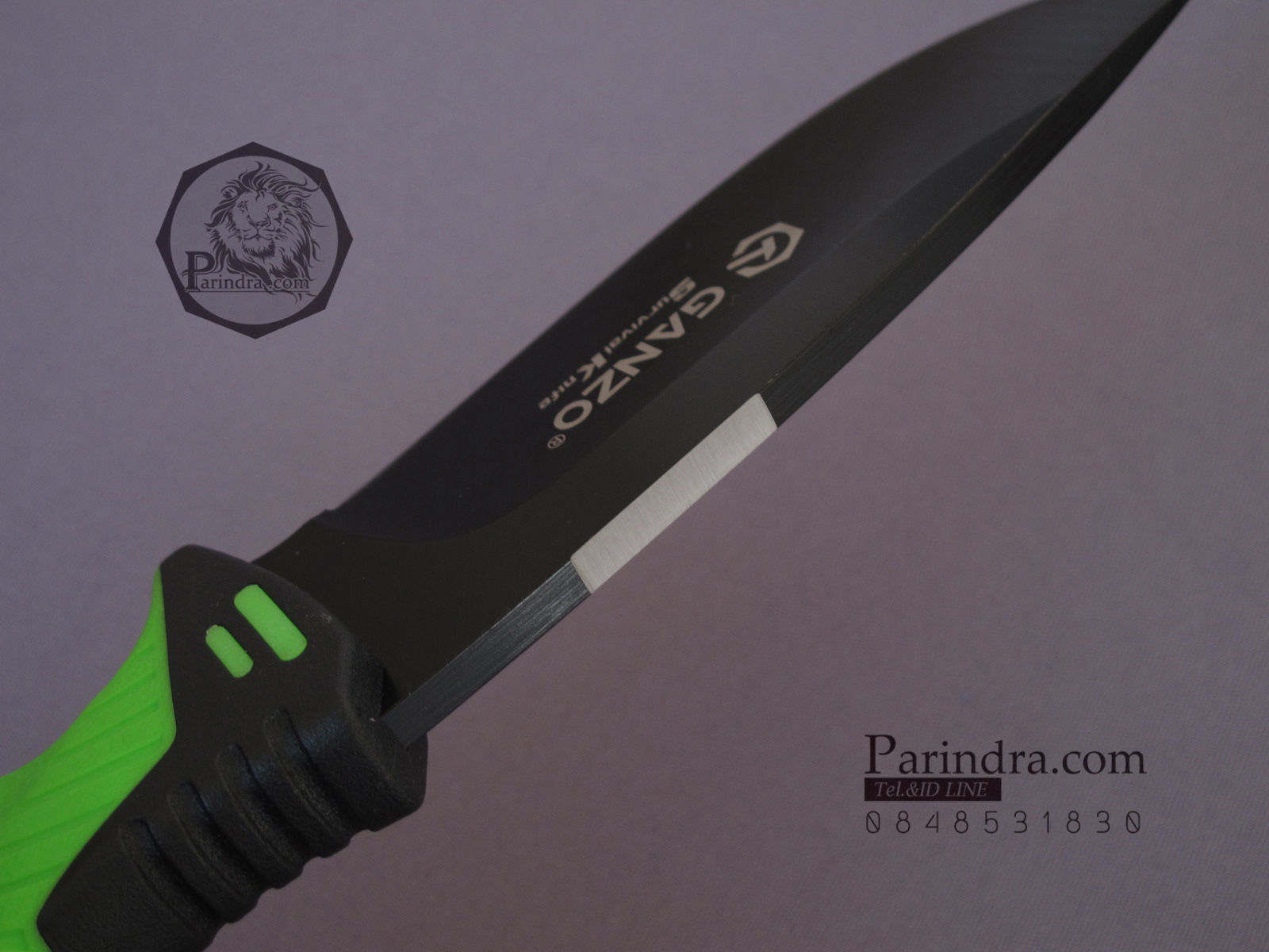 มีดใบตายเดินป่า Ganzo Hunting Survival Knife กานโซ่ รุ่น G-801 LG สีเขียวอ่อนตัดดำ ของแท้ 100%