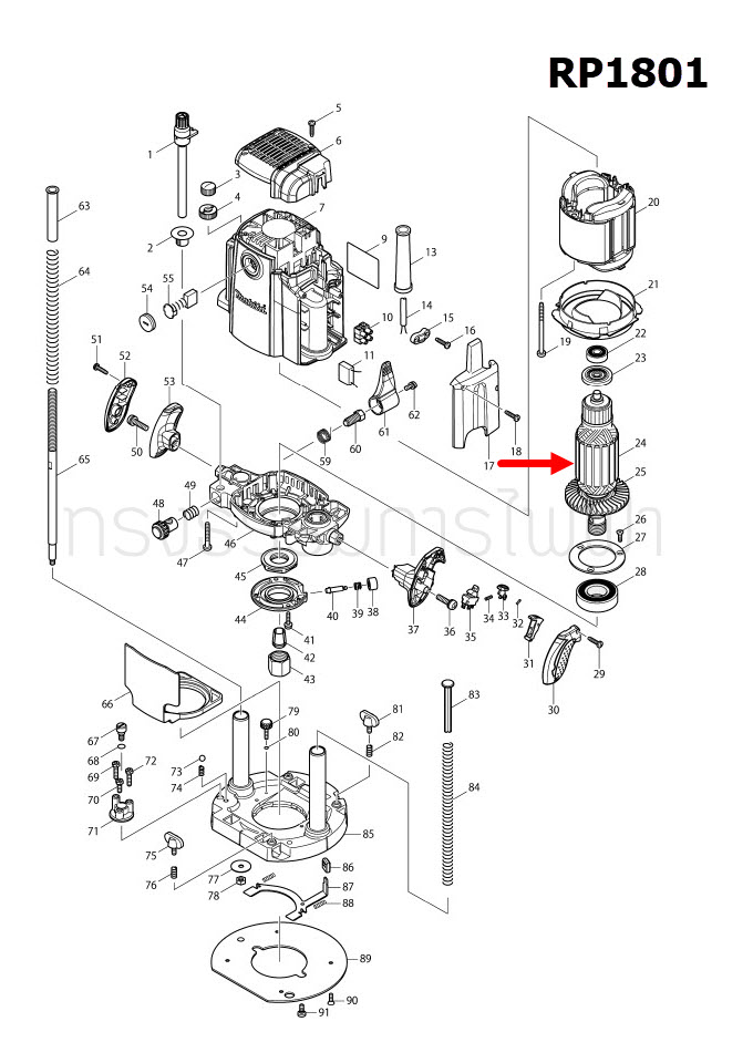 ทุ่น เร้าเตอร์ไฟฟ้า Makita มากีต้า RP1801 (แท้) ##
