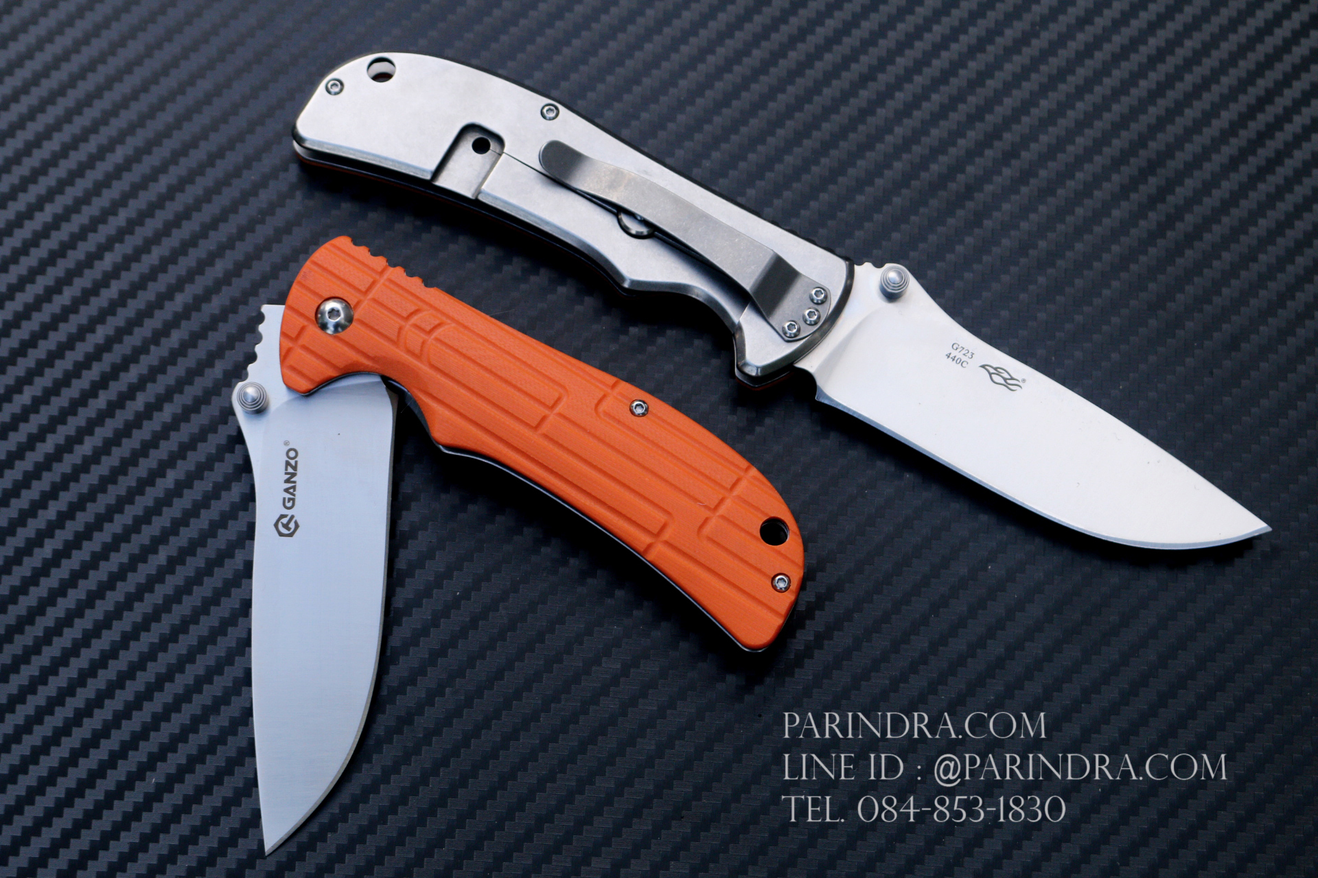 มีดพับ Ganzo กานโซ่ รุ่น G723 OR สีส้มแสด หนาถึก แข็งแกร่ง ของแท้ 100%