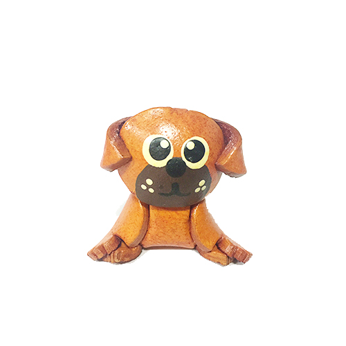 พร้อมส่ง พวงกุญแจหนังแท้ Handmade รูปสุนัขพันธ์ุปั๊ก ( ตัวกลม )