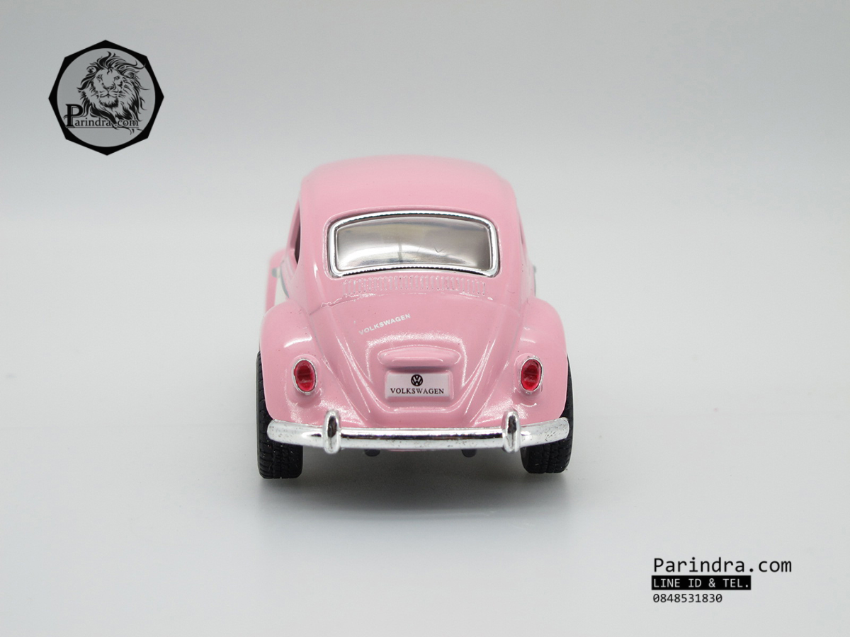 โมเดลรถเหล็กรถเต่า Volkswagen 1967 อัตราส่วน 1:32 สีชมพูหวาน ประตูขาว