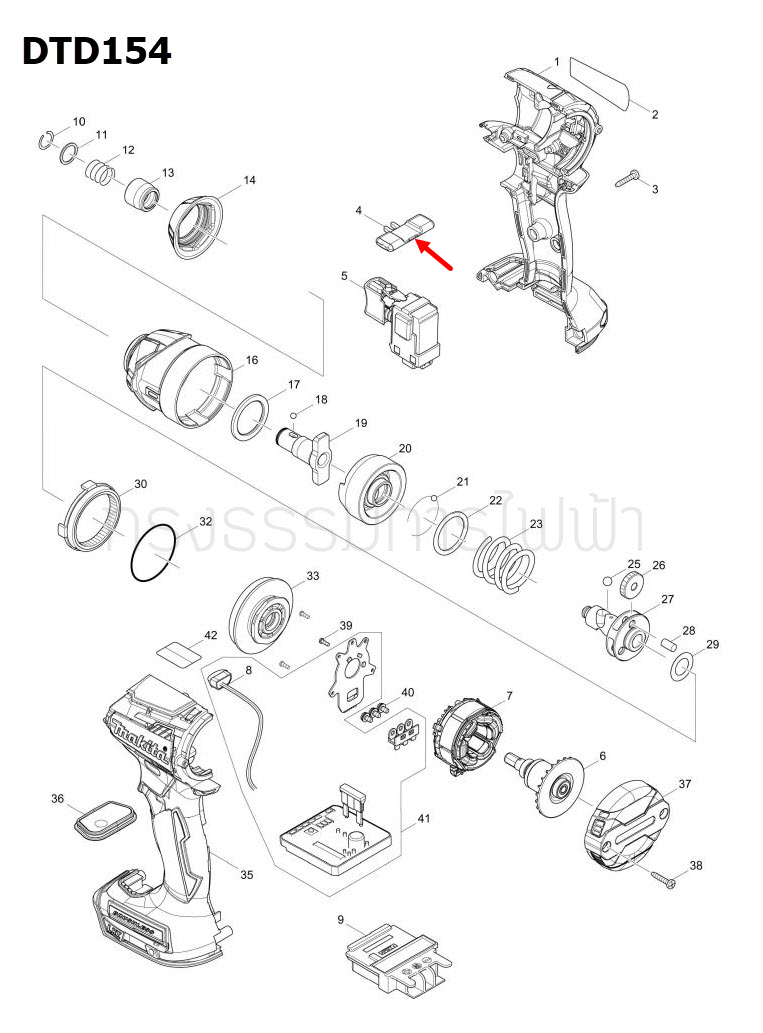 ตัวปรับซ้าย-ขวา สว่านไร้สาย Makita มากีต้า TD111D, DTD153, DTD154 [#4], DTW300 [#34] Pn.455053-8 (แท้) ##