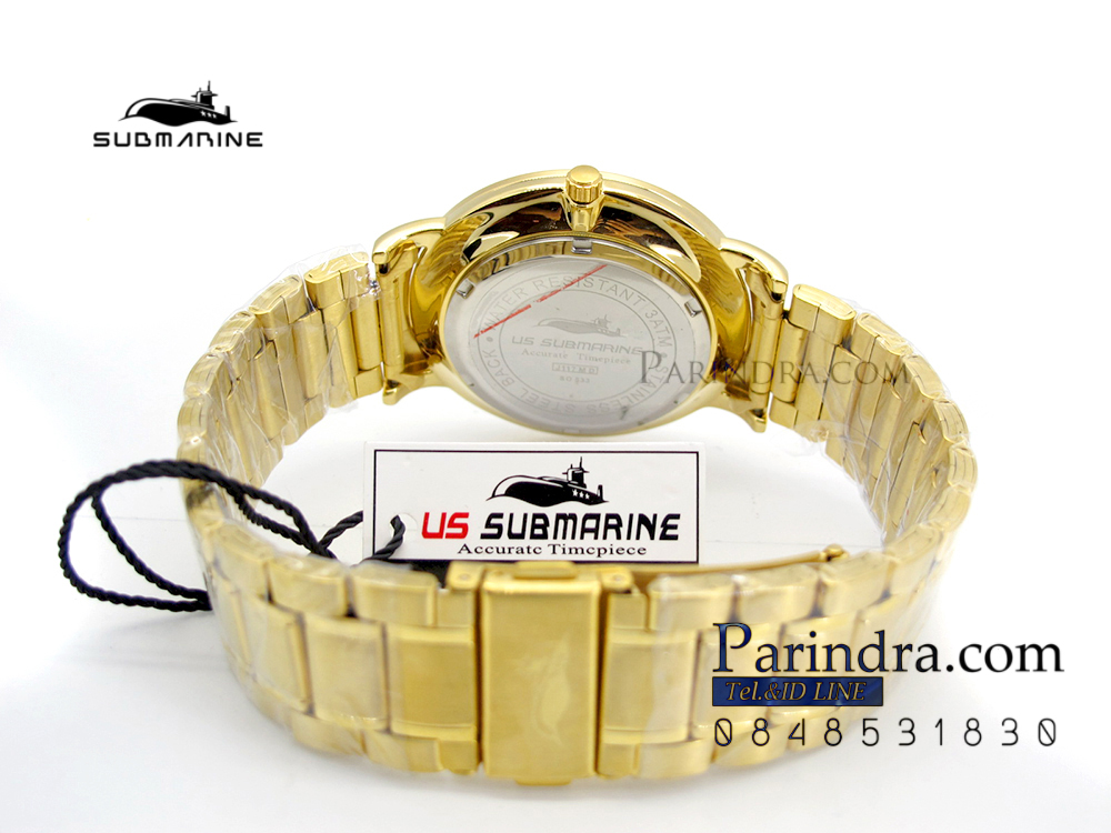 นาฬิกาคู่ US submarine รุ่น J117MD เรือนสีทองหน้าปัดสีดำแพคคู่
