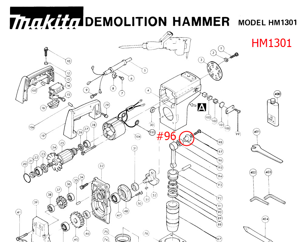บูชลูกปืนก้านสูบ สกัด เจาะพื้น Makita รุ่น HM1301 #96, HM1302 #31 Pn.321825-2 (แท้) ##
