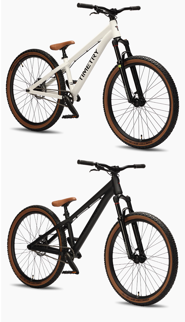จักรยาน dirt jump TIMETRY 26” ระบบซิงเกิลสปีด – อลูมิเนียม โช้คออยล์ 120 มม. | สีดำ เหลือง ขาว | สั่งล่วงหน้า 15–35 วัน