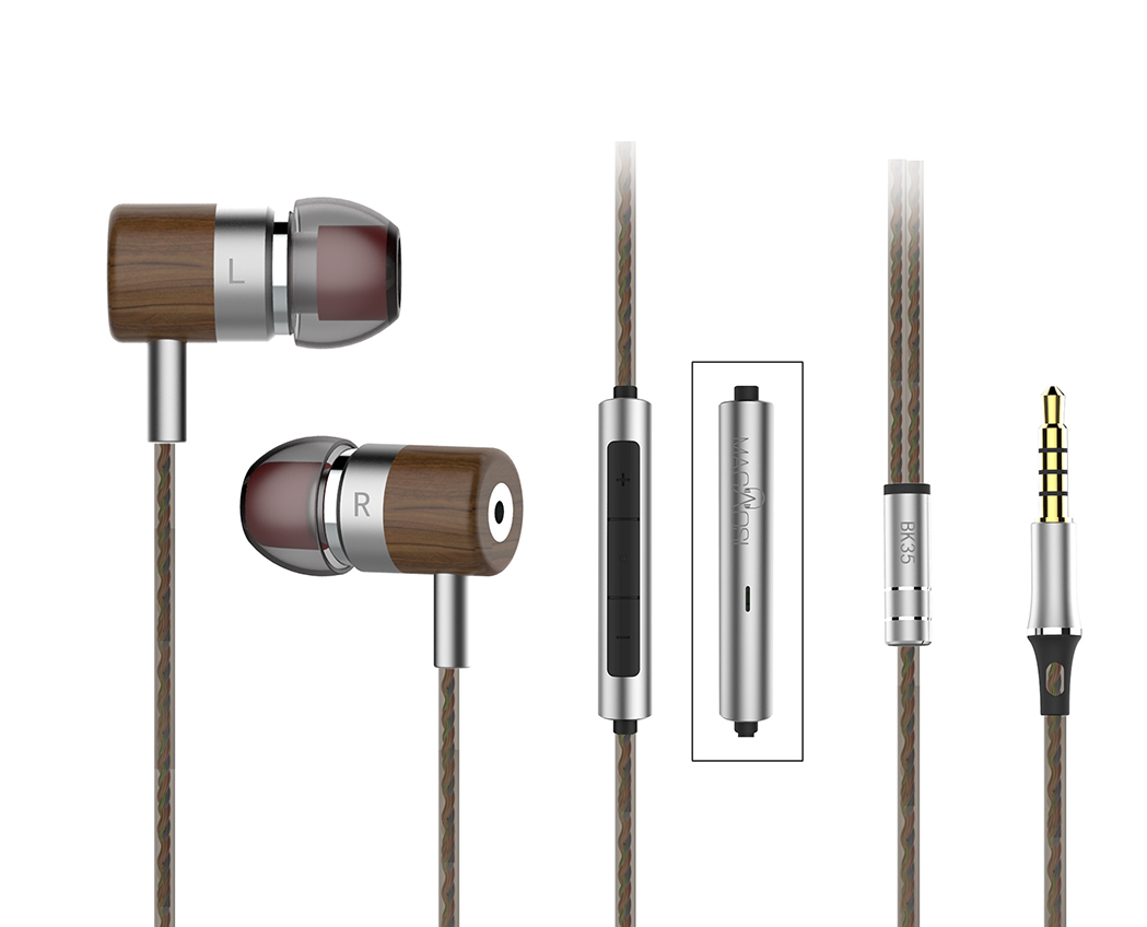 ขาย Magaosi BK35 หูฟังไฮบริด 2 ไดรเวอร์ (1BA 1Dynamic) บอดี้ไม้ Brazilian walnut มีไมค์รับสายเปลี่ยนเพลงได้