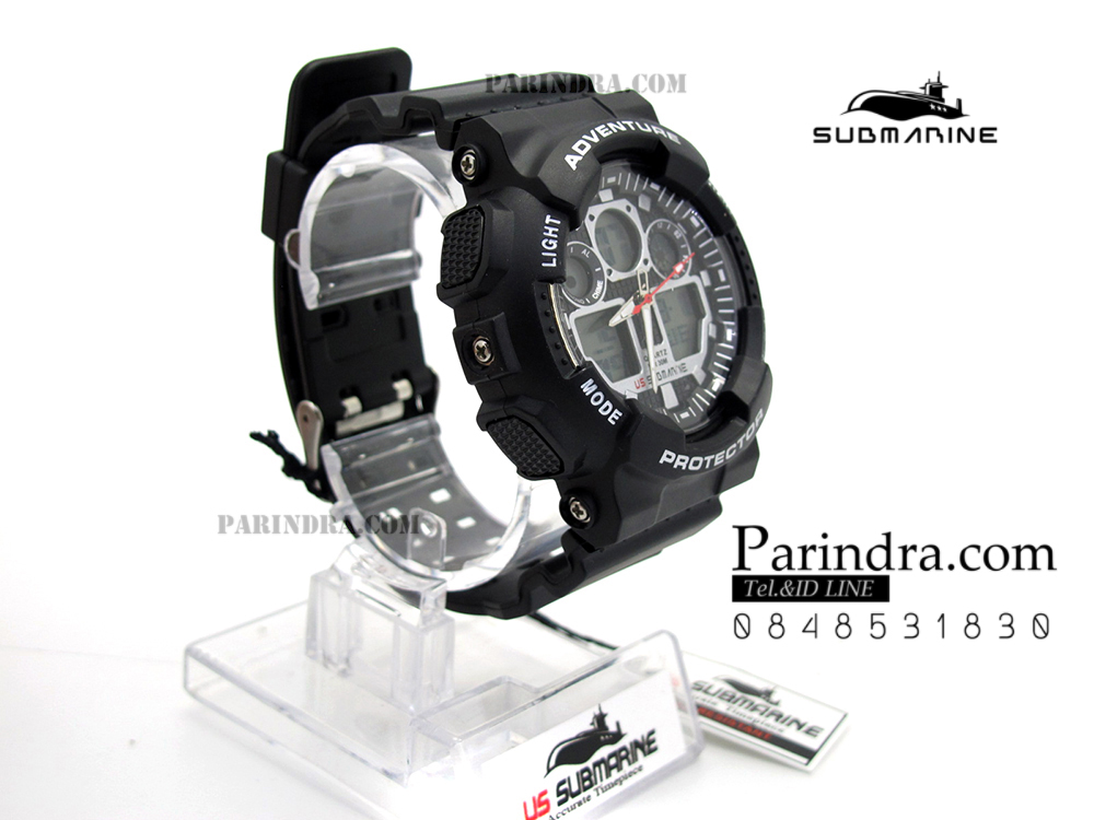 นาฬิกา US submarine Adventure Protector รุ่น TP3129M สีดำตัดเทา พื้นหลังเทา
