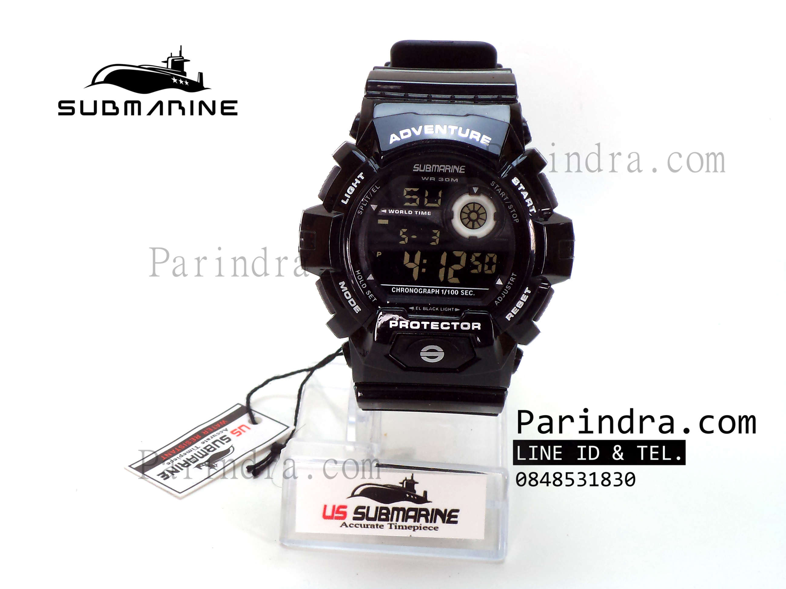 นาฬิกา US submarine TP1329M สีดำล้วน ระบบดิจิตอล สายซิลิโคนผิวมัน