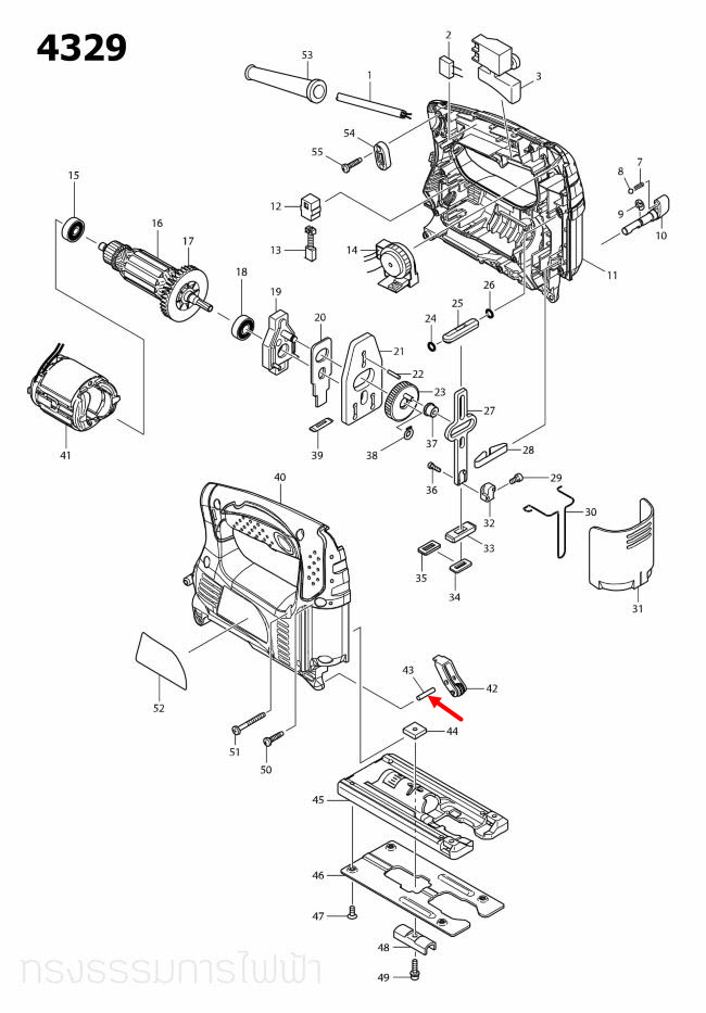 สลัก เลื่อยจิ๊กซอว์ Maktec, Makita MT431 [#43], 4324 [#42], 4329 [#43], M4301B, 4350CT [#8] Pn.256117-9 (แท้)##