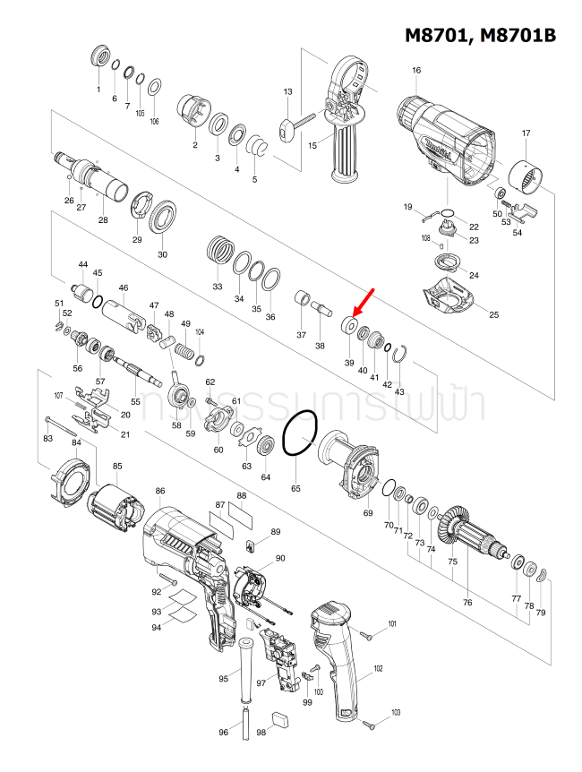 RING 10A สว่านโรตารี่ Maktec มาคเทค, Makita มากีต้า MT870, MT871, M8701, M8701B [#39] Pn.325794-9 (แท้) ##(**)