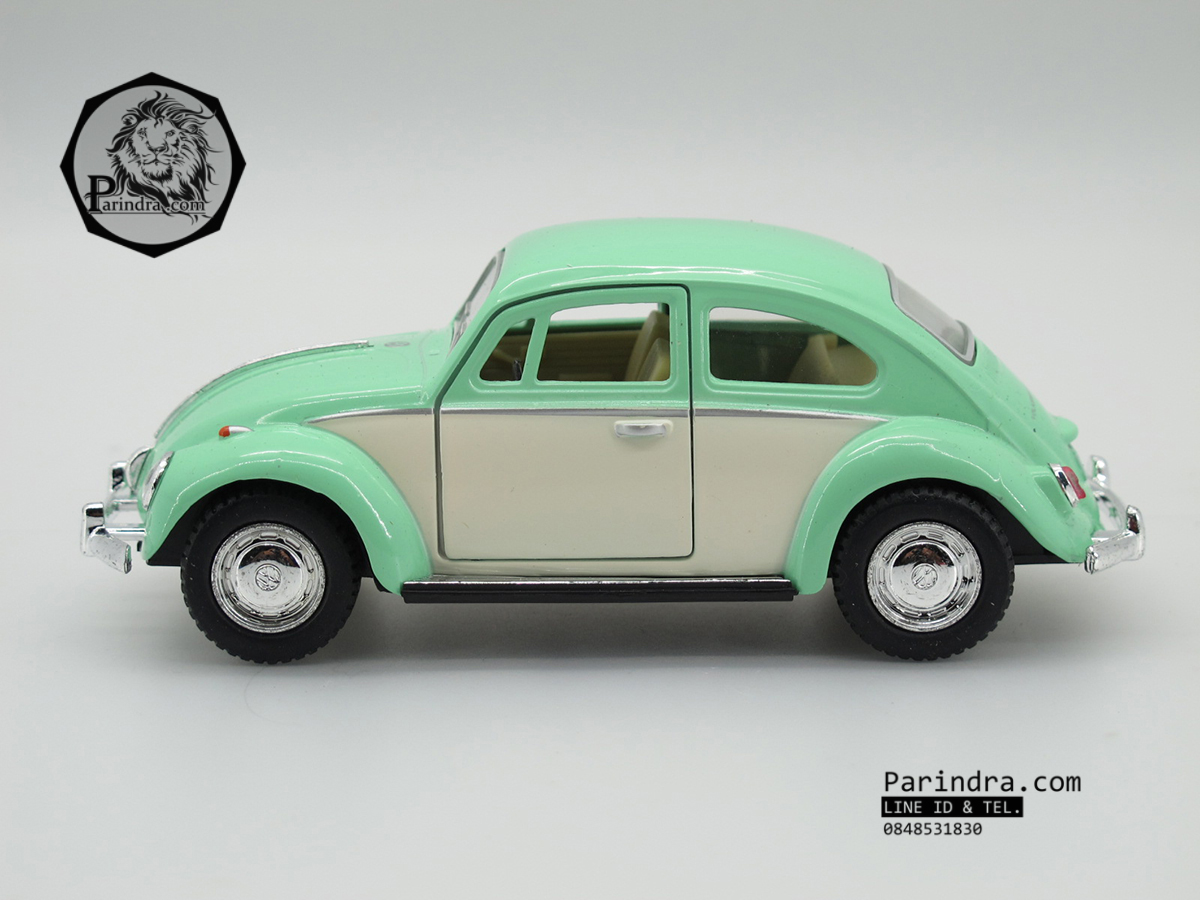 โมเดลรถเหล็กรถเต่า Volkswagen 1967 อัตราส่วน 1:32 สีเขียวอ่อน ประตูขาว