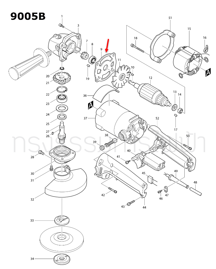 แป้นลูกปืน หินเจียร Makita มากีต้า 9005B [#9] Pn.341681-4 (แท้) ##(*)