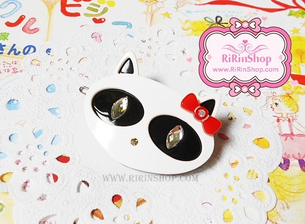 Rena chris กิ๊บติดผมแรคคูนน้อยแต่งคริสตัล Swarovski (White)
