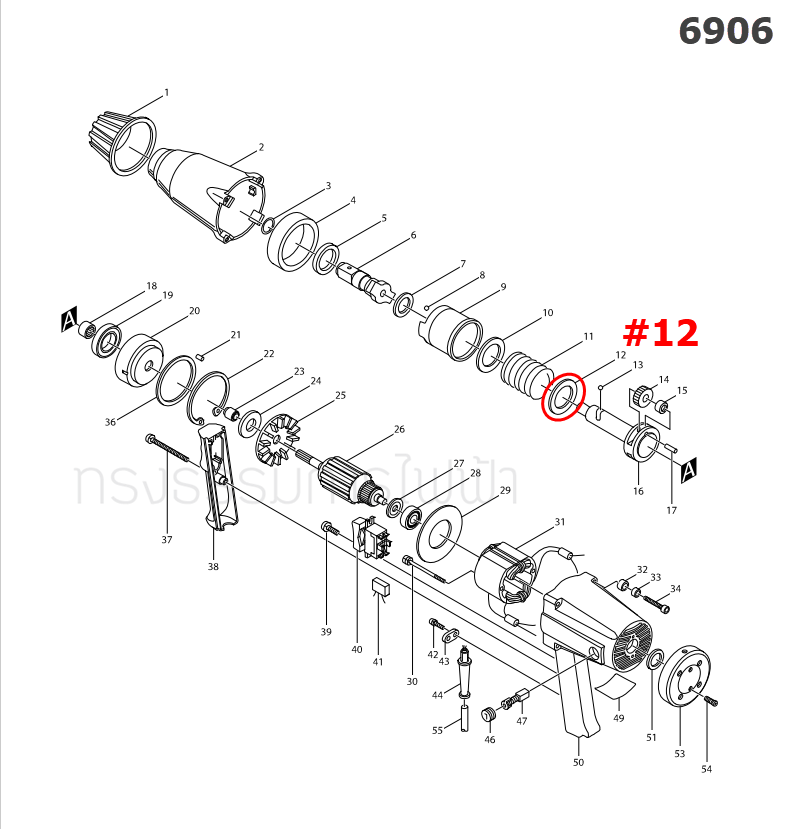 FLAT WASHER36 บล็อคไฟฟ้า Makita 6906 [#12] Pn.253765-5 (แท้) ##