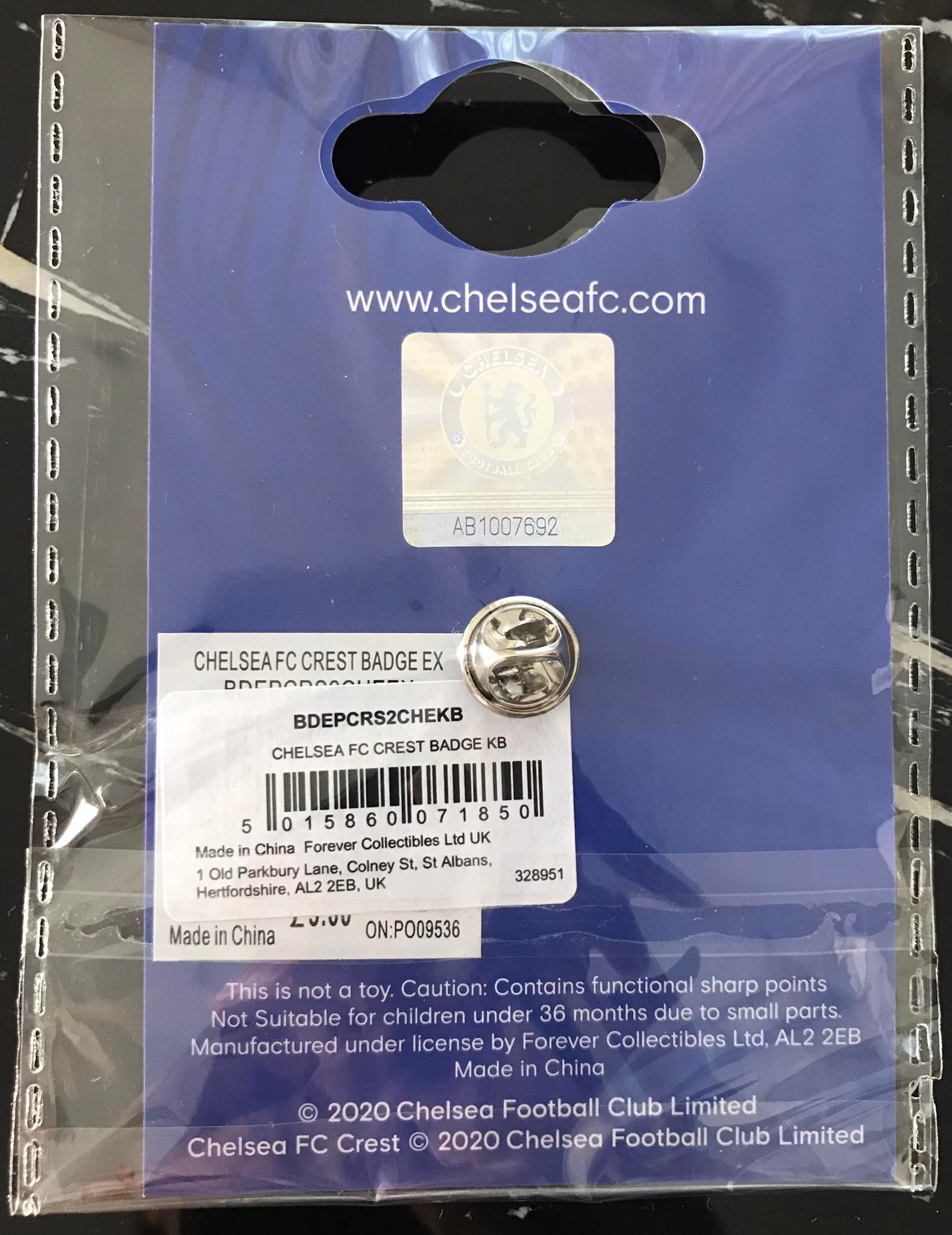 เข็มกลัด ฟุตบอล สโมสรเชลซี - ตราสโมสร CFC ใหม่ / CHELSEA Football Club Pin - CFC Logo NEW
