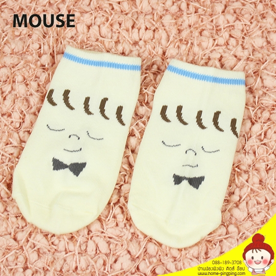 ถุงเท้าเด็กข้อสั้น Mouse ลาย sleep ฟ้า เหมาะสำหรับเด็ก 3 เดือน - 1 ปี