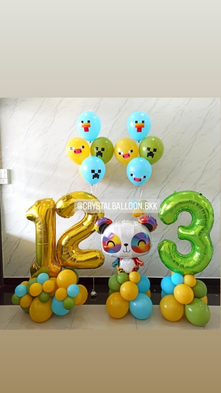 ลูกโป่ง วันเกิดเด็ก ฟอยล์แพนด้า Anagram ตั้งฐาน 1 ชิ้น พร้อม ฟอยล์ตัวเลข ขนาด 40" ตั้งฐาน 2 ชิ้น,ช่อลูกโป่ง ช่อ 5 ลูก 2 ช่อ พร้อมตกแต่ง สามารถเปลี่ยนสีลูกโป่ง/เปลี่ยนข้อความ/เปลี่ยนสี-ฟอยล์ตัวเลข/เปลี่ยนฟอยล์ตกแต่งได้