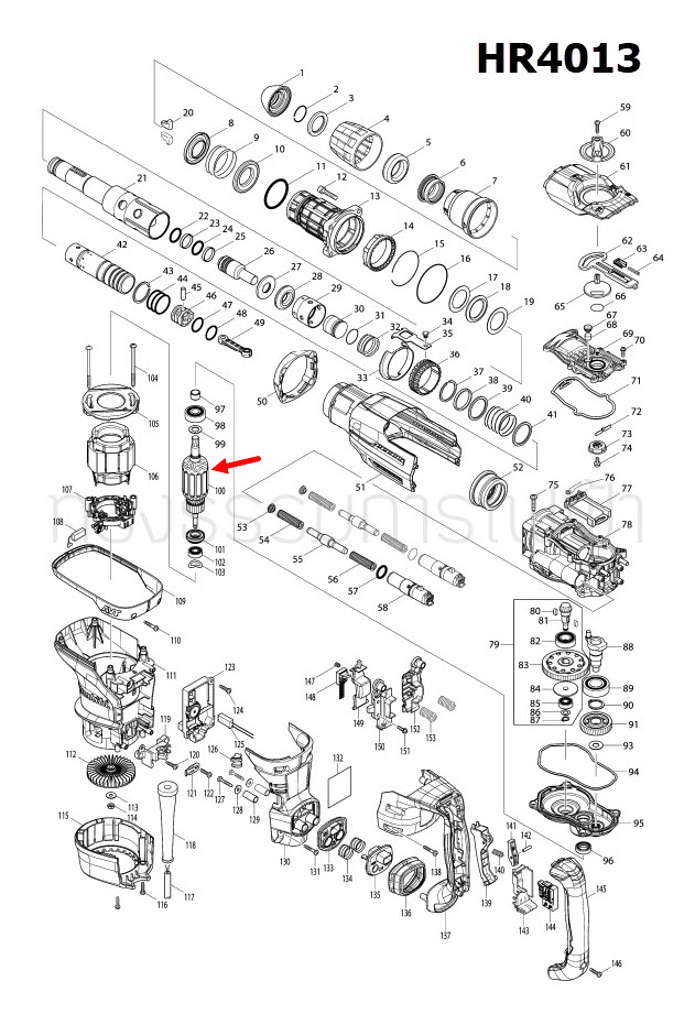 ทุ่น สว่านโรตารี่ Makita มากีต้า HR4013C, HR4003C (แท้) ##