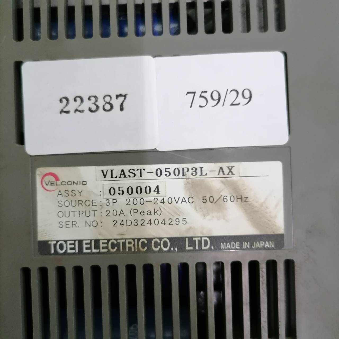 VLAST-050P3L-AX SERVO DRIVE " VELCONIC "