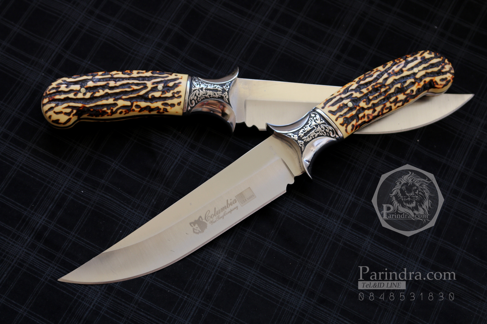 มีด Columbia Huanting รุ่น G45B ด้ามลายเขากวาง ใบมีดออกแบบสวย ขนาด 12 นิ้ว