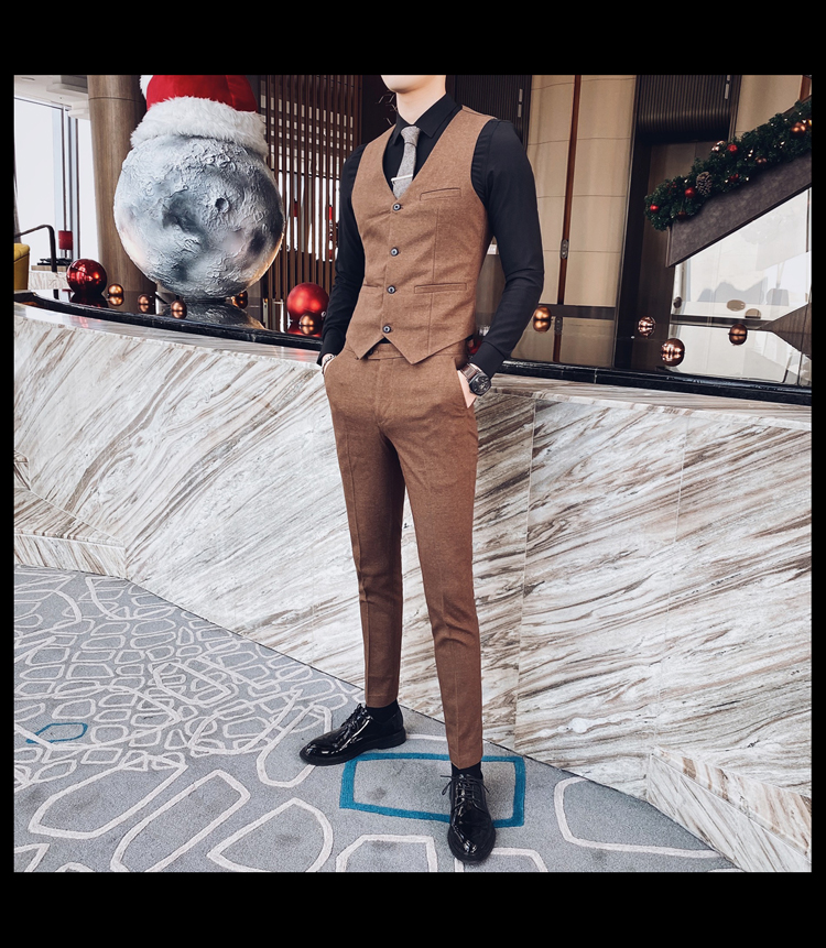 Pre-order เสื้อสูทชาย สีน้ำตาล กระดุม2แถว ทรงสลิม