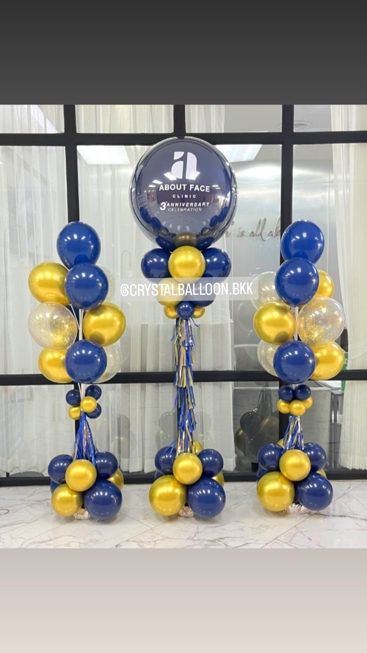 เสาลูกโป่ง เปิดร้าน ลูกโป่งยาง ขนาด 36" สีDark Blue 1 เสา พร้อม เสาช่อลูกโป่ง ช่อ 10 ลูก 2 เสา พร้อมตกแต่ง สามารถเปลี่ยนสีลูกโป่ง/เปลี่ยนข้อความได้