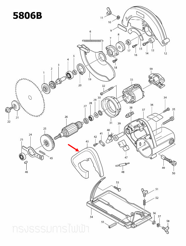 HANDLE COVER เลื่อยวงเดือน Makita-มากีต้า 5806B [#43] Pn.415978-8 (แท้) ##