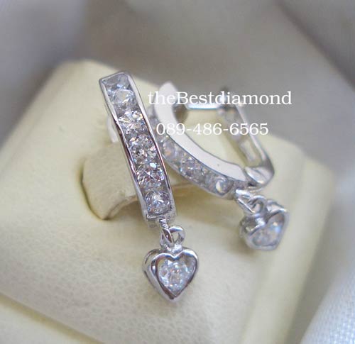 BE612RD+++ต่างหูห่วงเพชร ตุ้งติ้ง หัวใจ+++รูปแบบดูดี ไฮโซ แบบยอดนิยมไม่ล้าสมัย ใส่ทำงาน ใส่ออกงานได้สบาย งานสวย เหมือนออกจากร้านจิว เลยค่ะ