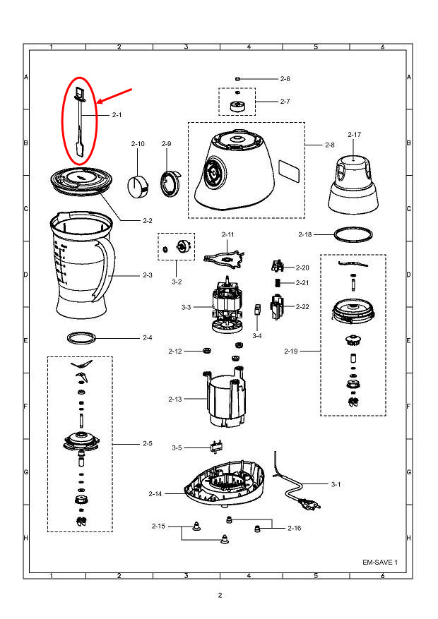 ก้านคนอาหารเครื่องปั่น ชาร์ป (SHARP) รุ่น EM-ICE, EM-ICE2, EM-SAVE1 Pn.9A211 (แท้)