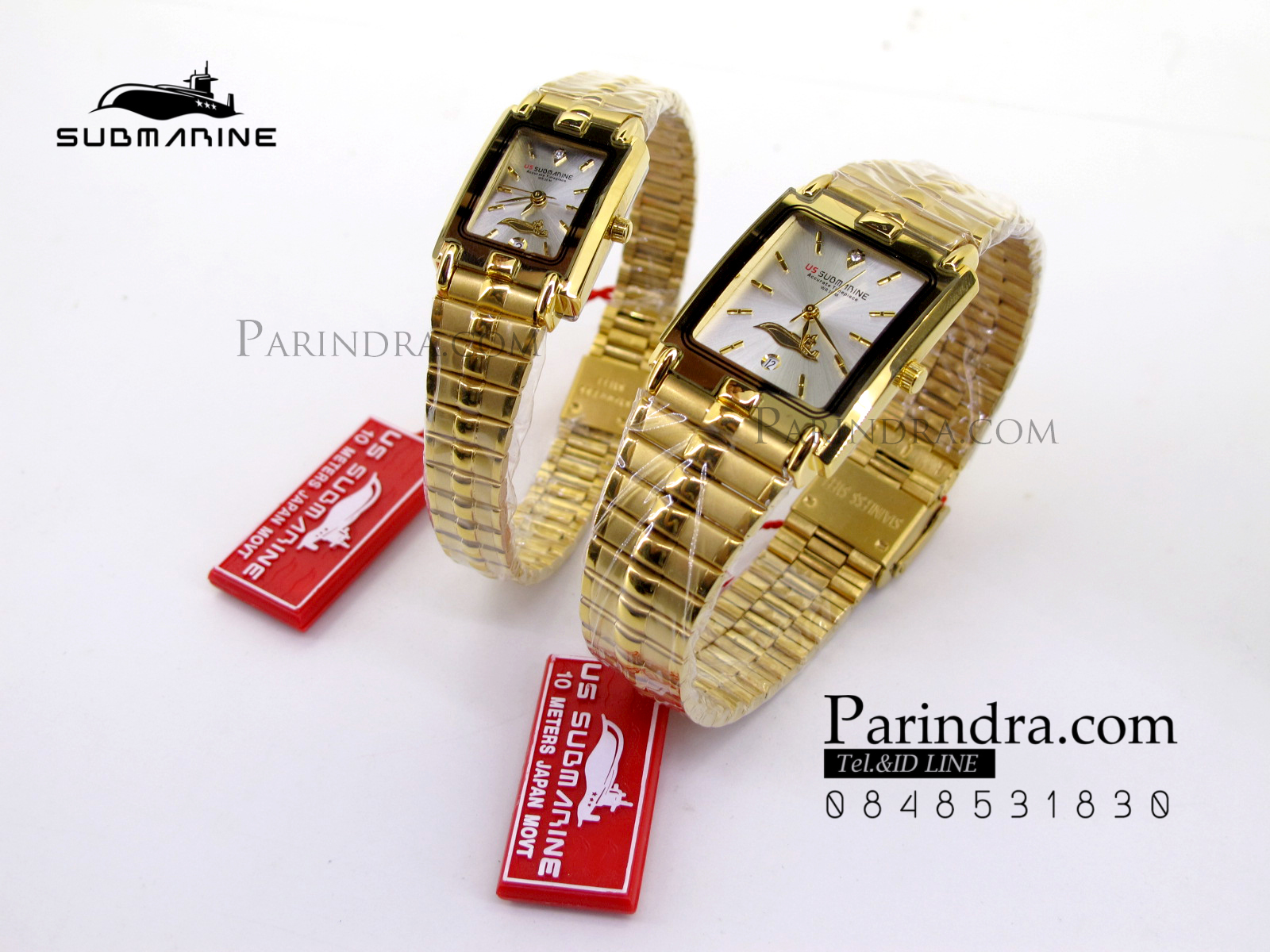 นาฬิกา U.S. submarine รุ่น SUB1014L เรือนเล็ก สายสแตนเลสสีทองหน้าเงิน