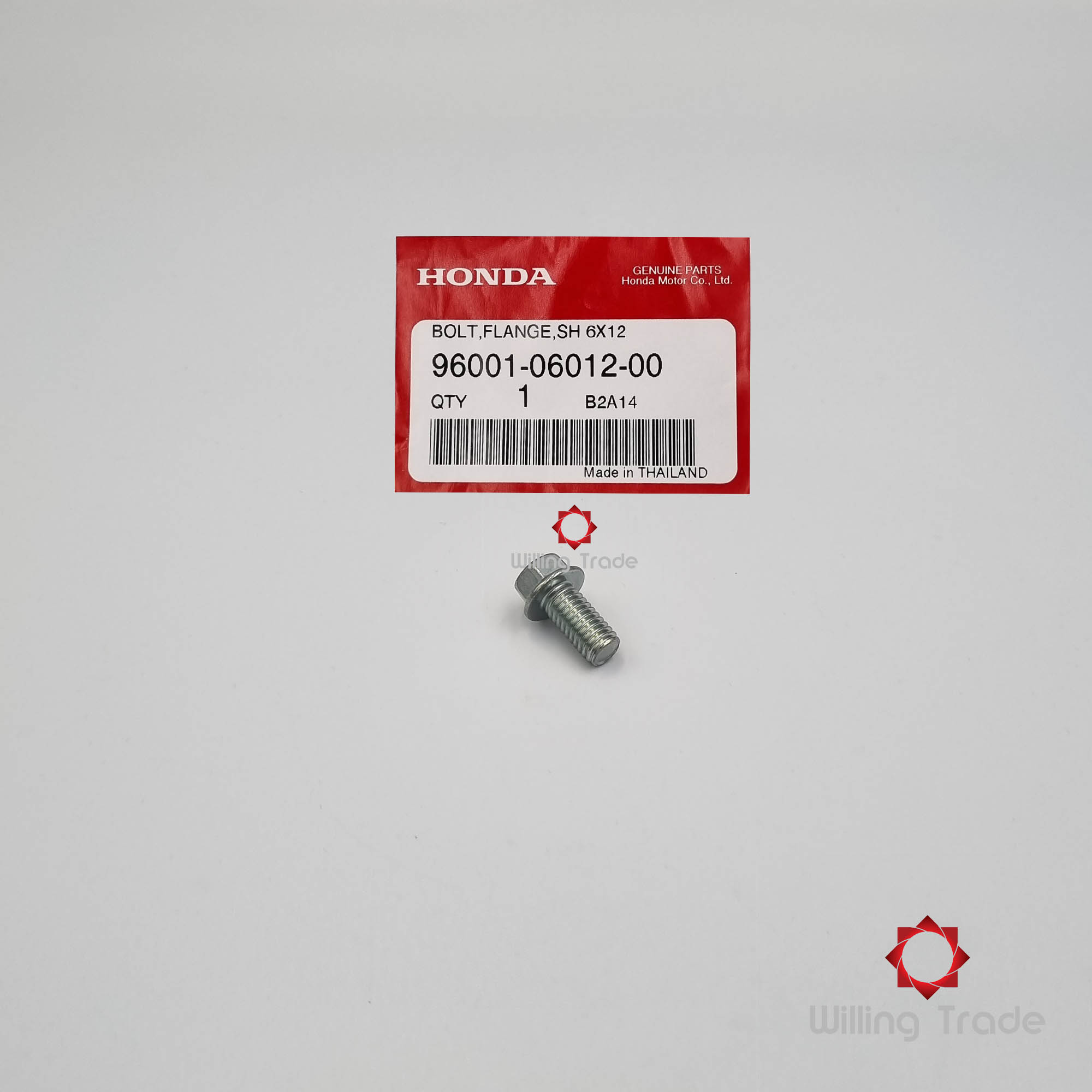 โบ้ลท์หน้าแปลน 6X12 ...(B336)HONDA: (96001-06012-00) SCOOPY-I, CLICK, WAVE ใช้ร่วมหลายรุ่น แพ๊คละ 1 ชิ้น... [แท้ศูนย์ 100%] ... เบาะนั่งSCOOPY-I, CLICK / โซ่ราวลิ้น WAVE... BOLT, FLANGE SH 6X12