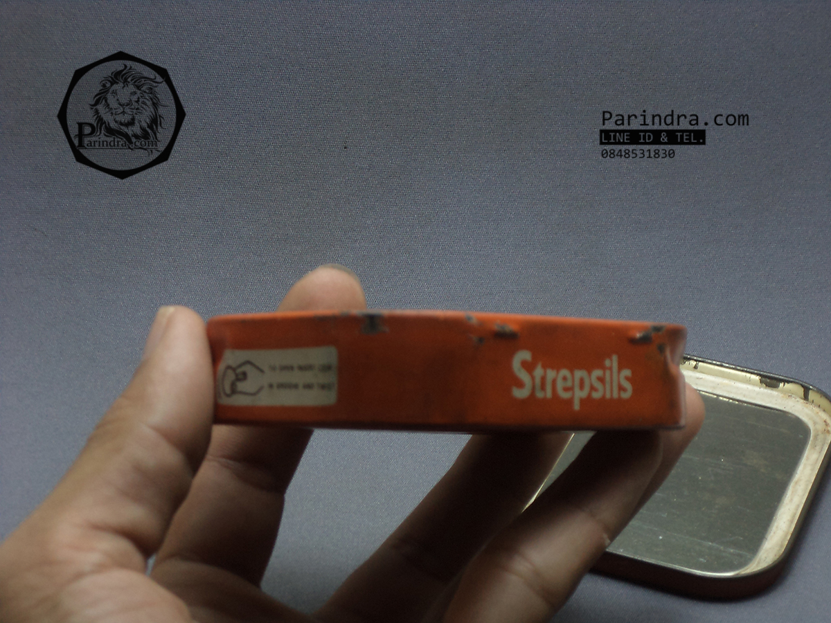 กล่องเหล็ก Strepsils รุ่นเก่า สีส้ม ปี 1983 #S448