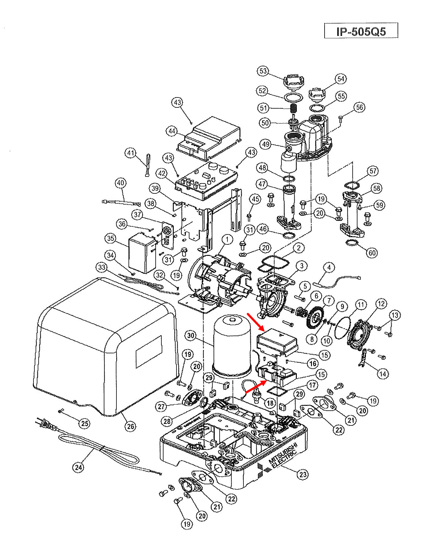 สวิทช์เซ็นเซอร์ควบคุมการไหล ปั๊มน้ำ มิตซู IP-505 [#15] Pn.H05101J01 (แท้)##