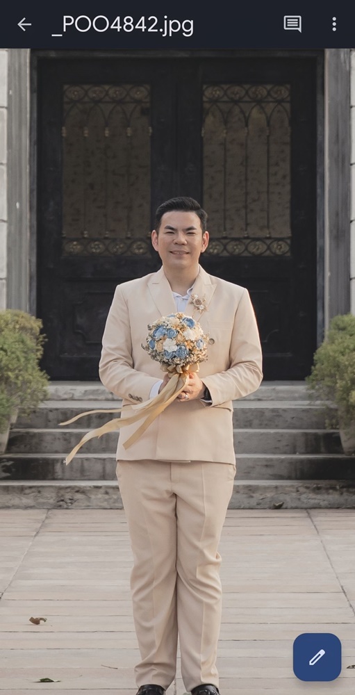 พร้อมเช่า ชุดสูทชาย สีแชมเปญ สูทตัด (ไม่มีเสื้อกั๊ก)