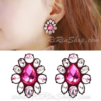 Aznavour GraindeBeaute ต่างหู ตุ้มหู ทรงหยดน้ำ (Pink)