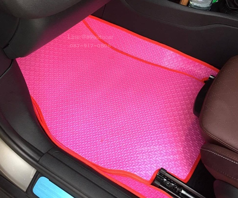 ขายยางปูพื้นรถเข้ารูป Mini Cooper Clubman 2016 ลายจิ๊กซอร์สีชมพูขอบชมพู+ท้าย