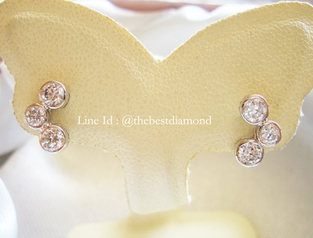 BE030RD ต่างหูน่ารักๆๆ ดีไซน์วงกลม 3 วง ไล่ลงมา สวย เรียบ หรู ดูดี เพชรCZ ฝังหุ้ม