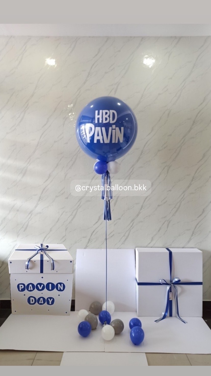 Happy birthday Surprised Box กล่องเซอร์ไพรส์วันเกิด ลูกโป่งยาง ขนาด 24" พร้อมตกแต่ง สามารถใส่รูปได้ 4 ใบ สามารถเปลี่ยนสีลูกโป่ง/เปลี่ยนข้อความได้