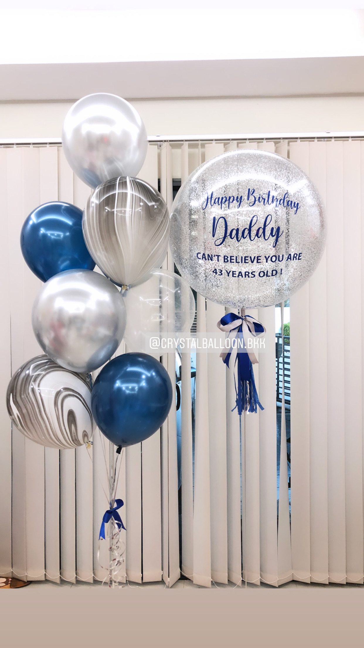 ลูกโป่ง วันเกิด Bubble ขนาด 24" กลิตเตอร์สีเงิน พร้อม ช่อลูกโป่ง 7 ลูก 1 ช่อ,ลูกโป่งลายหิน USA 2 ลูก พร้อมตกแต่ง สามารถเปลี่ยนสีลูกโป่ง/เปลี่ยนข้อความ/เปลี่ยนขนาดได้