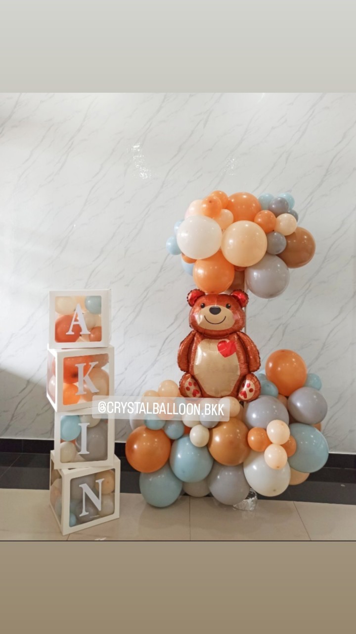 ลูกโป่ง Welcome Baby Organic Theme Earth Tone พร้อม ฟอยล์หมี ใหญ่ 1 ชิ้น พร้อม กล่องใส ติดตัวอักษร 4 กล่อง พร้อมตกแต่ง สามารถเปลี่ยนสีลูกโป่ง/เปลี่ยนข้อความ/เปลี่ยนฟอยล์ตกแต่งได้