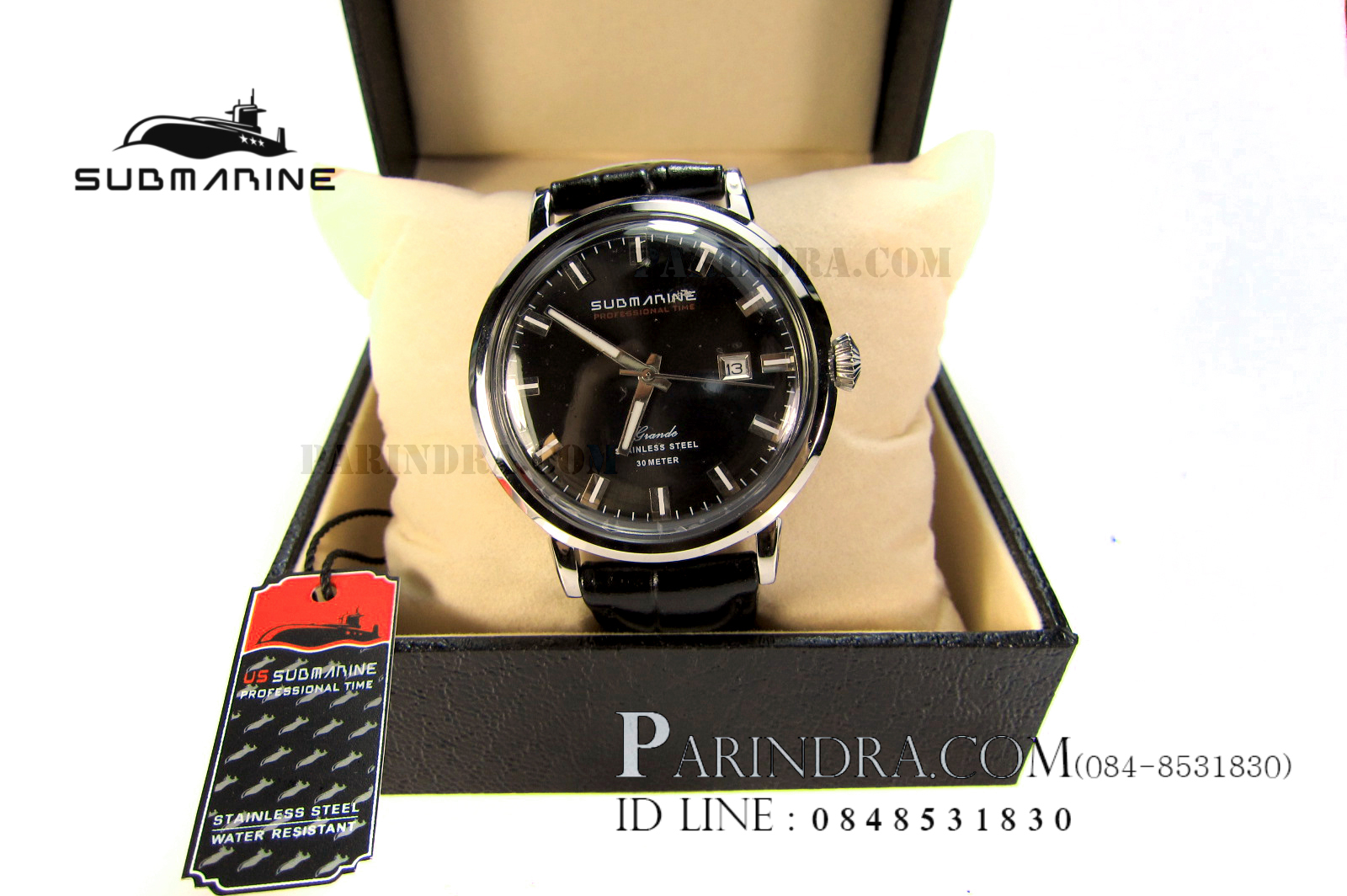 นาฬิกา US submarine รุ่น SUB201M สายหนังสีดำ-ดำ