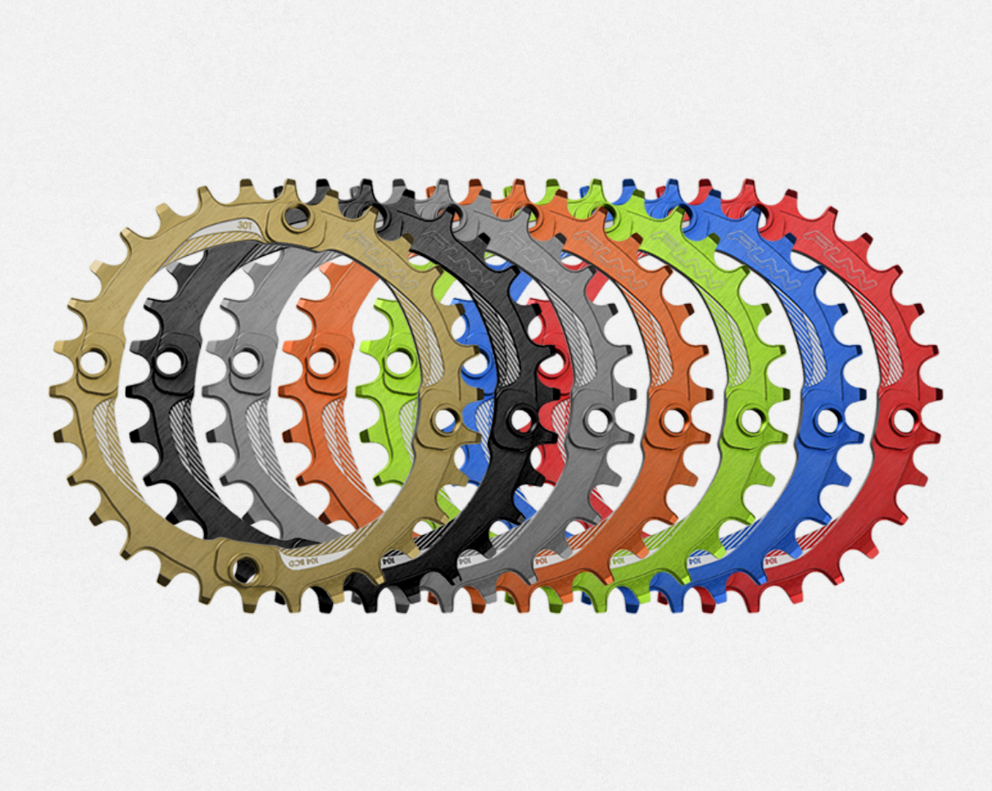 FUNN จานหน้าจักรยาน ขนาด 36T, E-CH1536 วัสดุ ALUMINUM 7075 มีดำและสีแดง, BCD 104 มม. น้ำหนัก 64g (BCD 104 BCD)